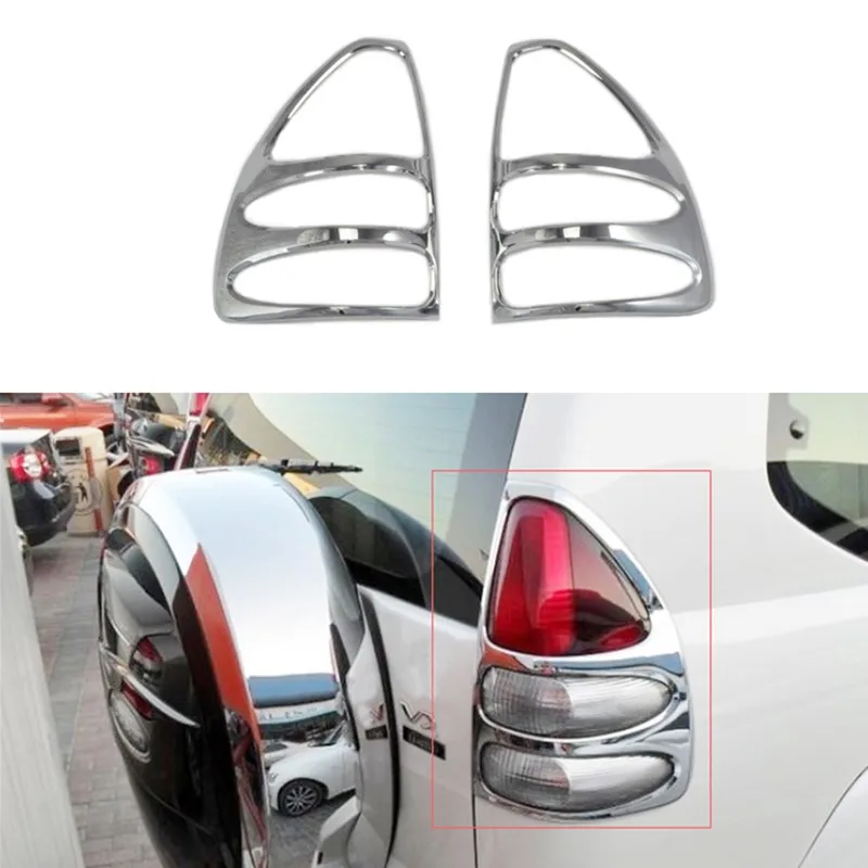 

Аксессуары для стайлинга автомобиля для Toyota Prado Land Cruiser FJ120 J120 2003-2009, хромированный задний фонарь из АБС-пластика, накладка на заднюю фару, 2 шт. fr