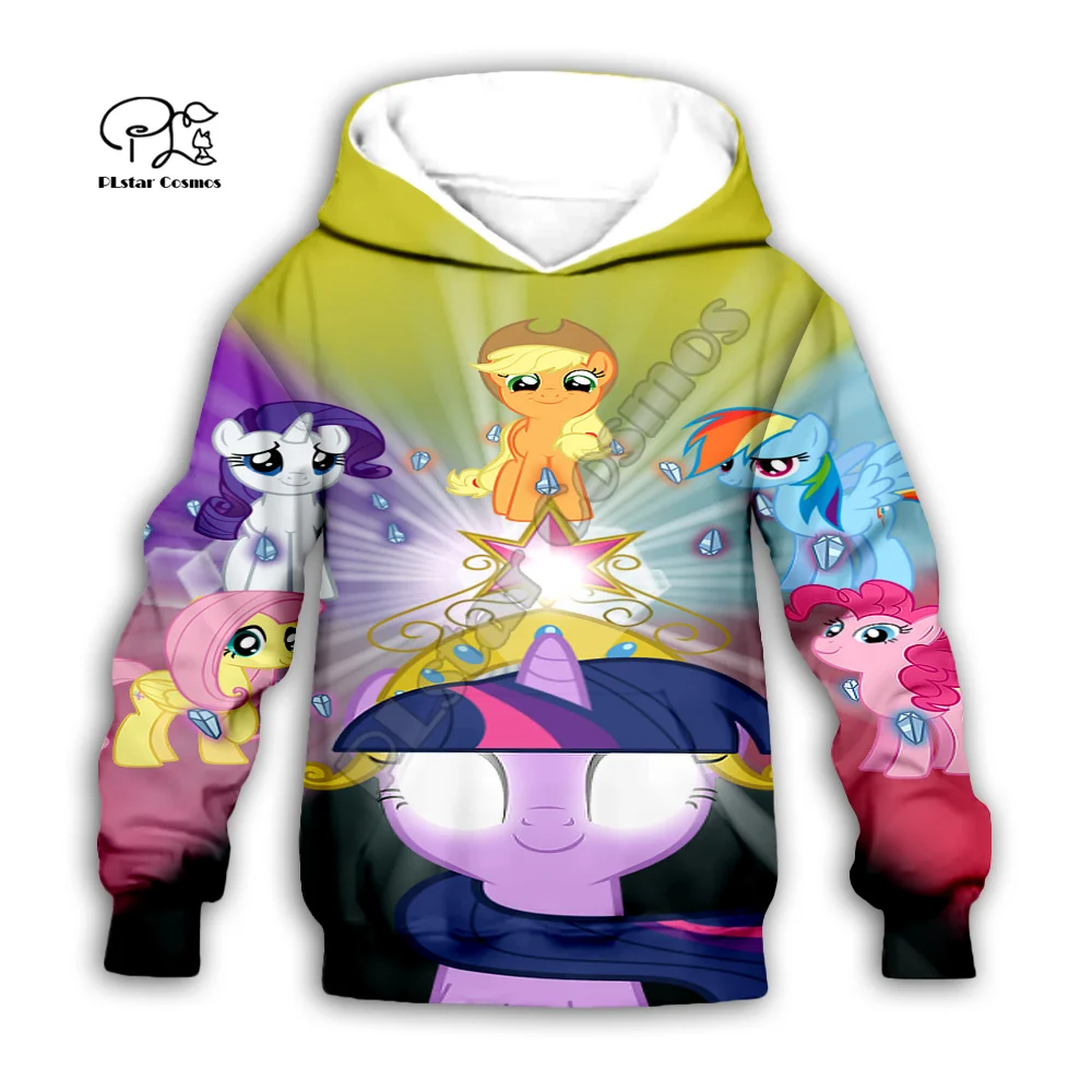 

Новые модные забавные повседневные толстовки с рисунком аниме My Little Pony 3DPrint, детский пуловер, свитшоты, куртка, футболки, семейная одежда A15