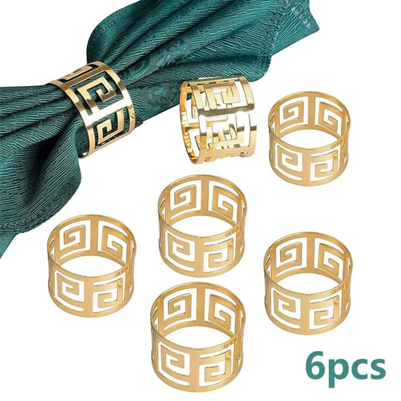 

6 pieces of hollow napkin ring bracket napkin buckle rack exquisite home napkin holder decoration suitable for wedding, Christma