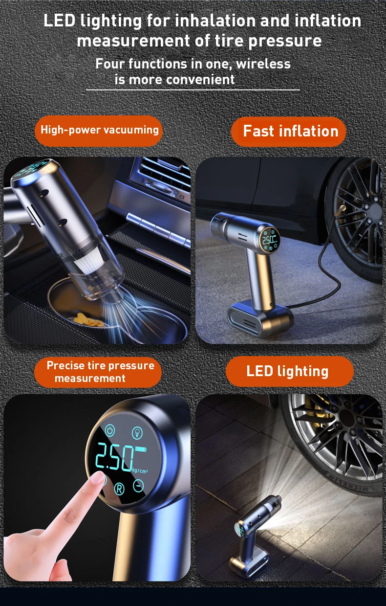 Портативный автомобильный пылесос 4 в 1 с воздушным компрессором 12 В насос для шин