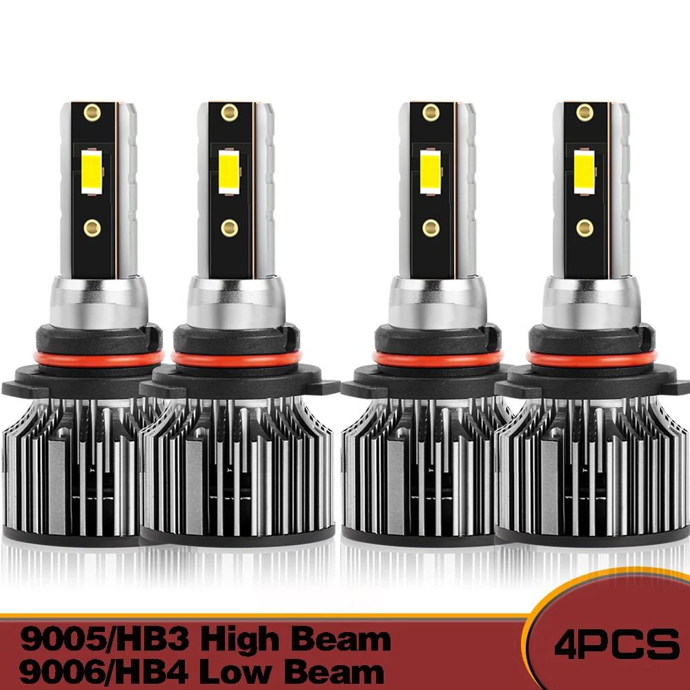 

4PCS 120W LED Canbus 20000LM Car Headlight 9005 HB3 9006 HB4 Led Headlamp Bulb Turbo Lamp High Low Beam Car Light 6000K White