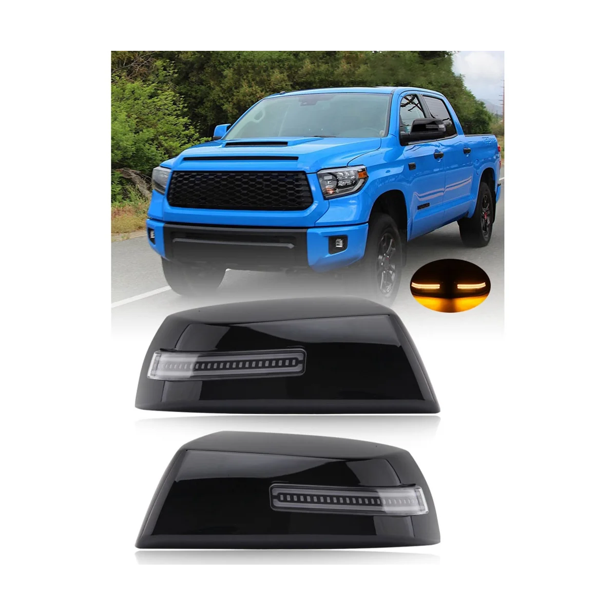 

Car Side Rear View Mirror Cover LED Turn Signal for 2007-2020 Dynamic Lights Mirror Covers Black