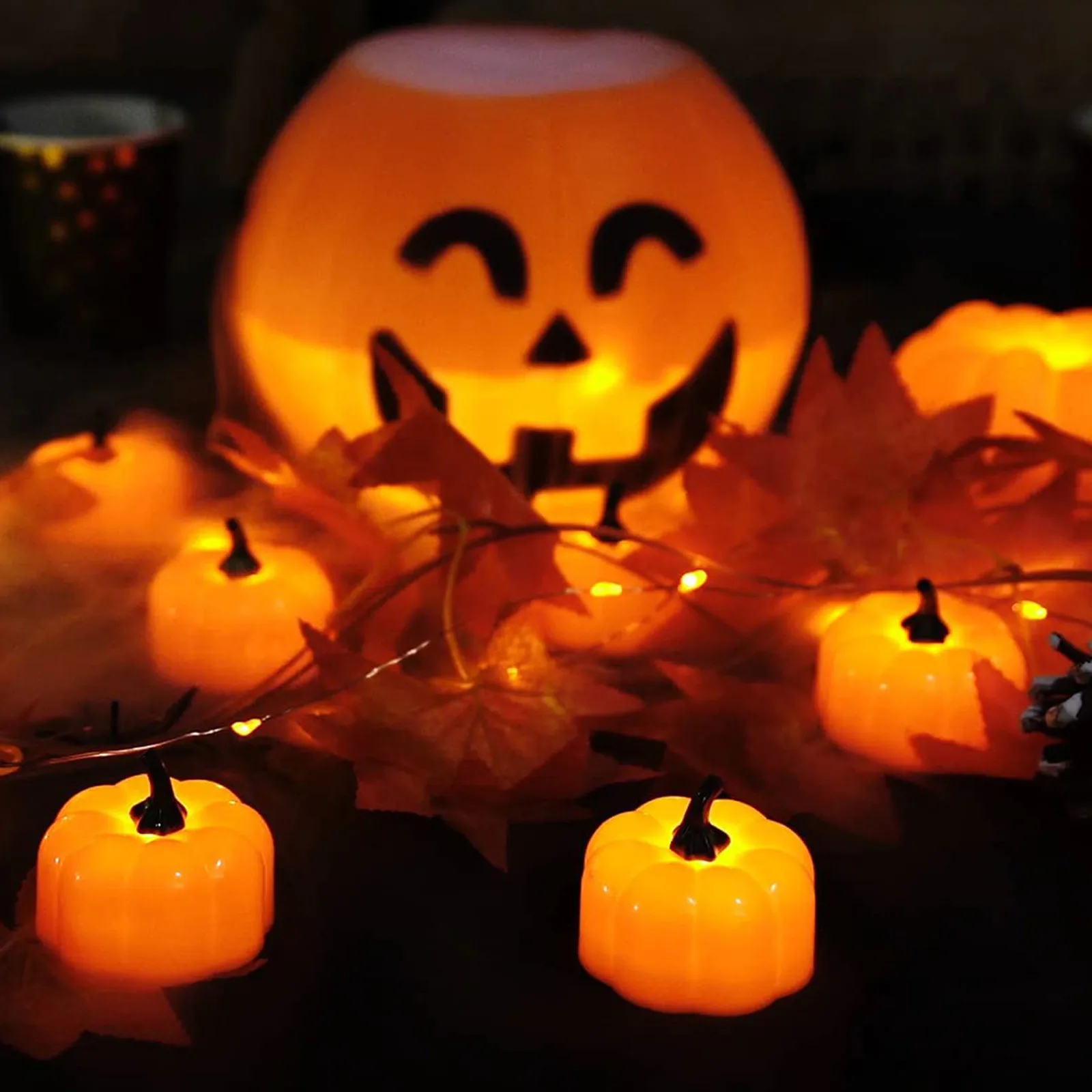 

3pcs Pumpkin Candle Light Halloween Party Supplies Led Lights Lantern Lamp Ornaments Props Halloween Decorations For Home