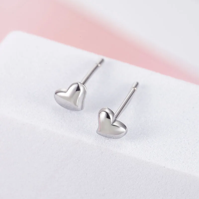 

KOFSAC Romantic Love Heart Earrings For Women Cute 925 Silver Earring Simple Small Stud Korean Fashion Gifts Girl Accessories