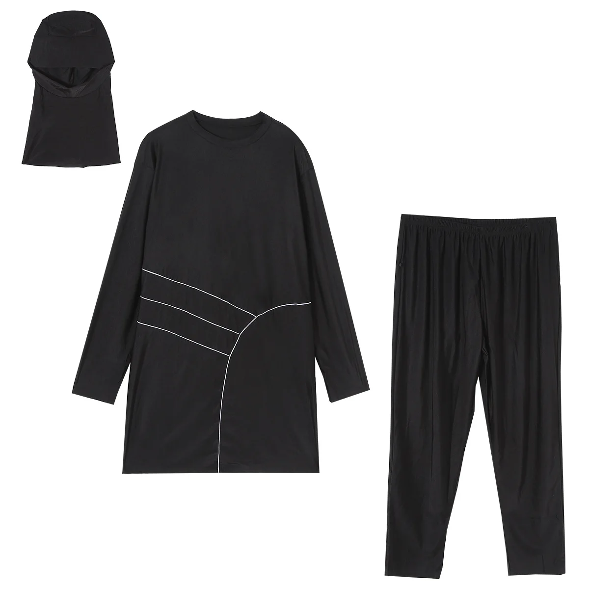 Islam Women Loose Swimsuits 3 Pieces Set Round Collar Arabic Girl's Swimming Suit Bubai Saudi Black Bathing Beach Wear