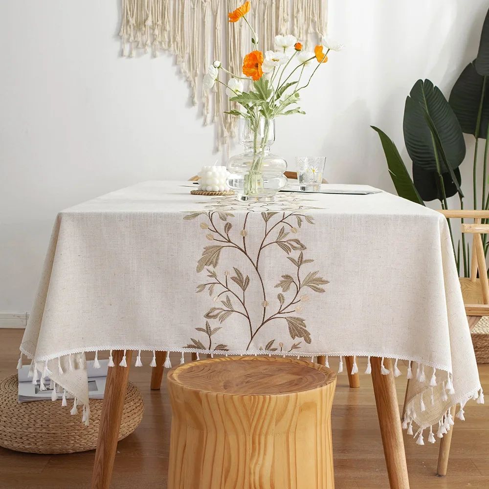 

Скатерть из хлопка и льна с кисточками в скандинавском стиле, современная простая Пыленепроницаемая скатерть для стола, настольное украшение для столового, чайного столика