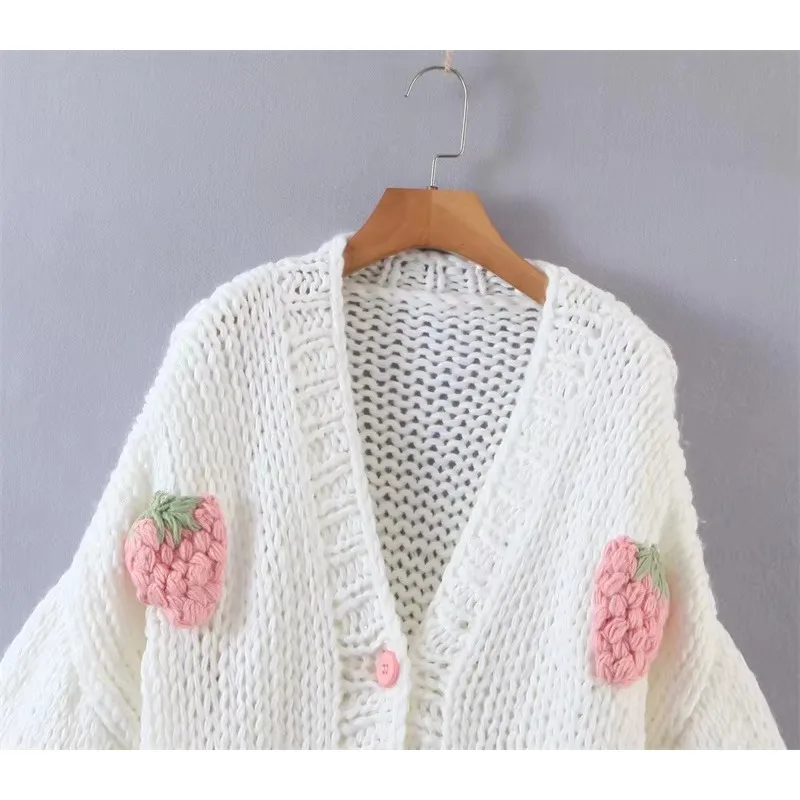 Европейский и американский новый вязаный кардиган свитер женский с v-образным