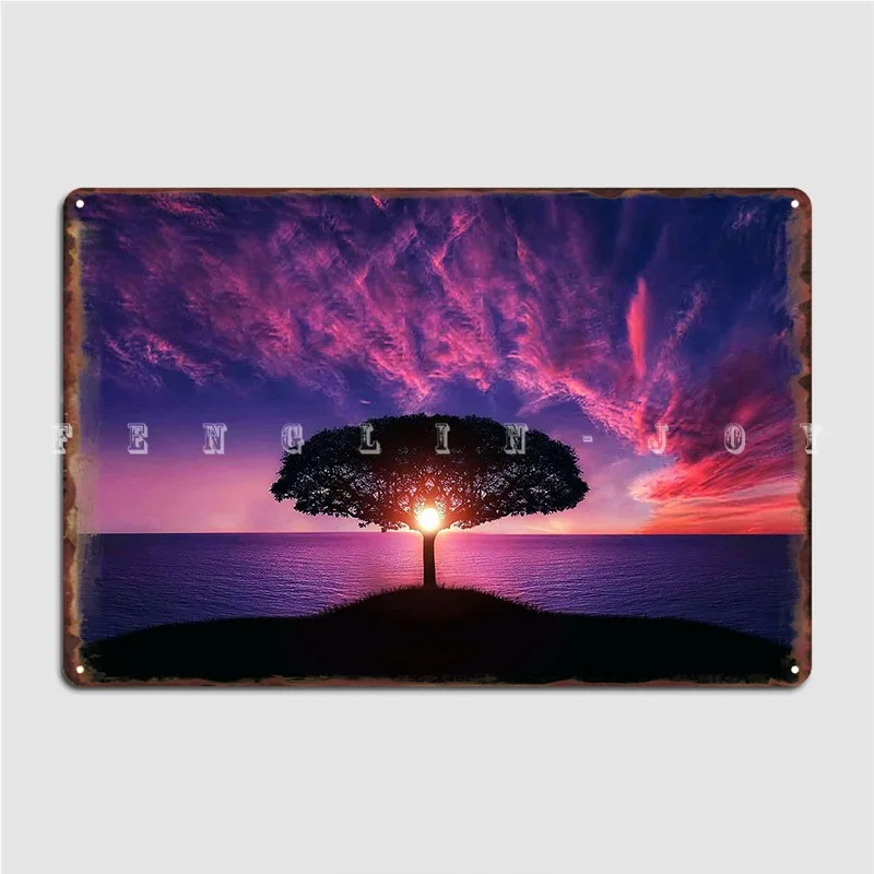 

Дерево на пляже закат металлический знак фотообои декоративные пластины жестяной знак плакаты