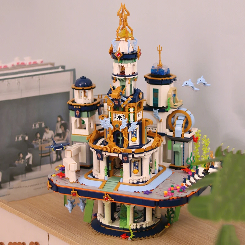 

Новый город улица вид Poseidon дворец архитектура Мини Строительные блоки подводный мир модульные блоки игрушки для детей Подарки