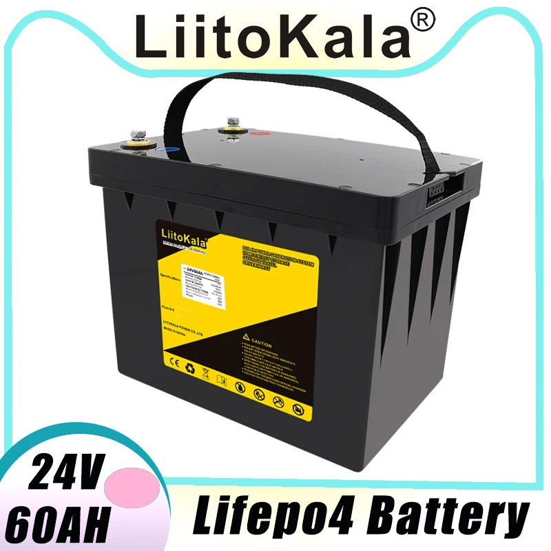 

LiitoKala Lifepo4 24V 60AH Battery 8S 50A BMS 25.6V 50AH Lithium Ion Battery Pack 29.2V Charge Voltage for Boat Trolling Motor
