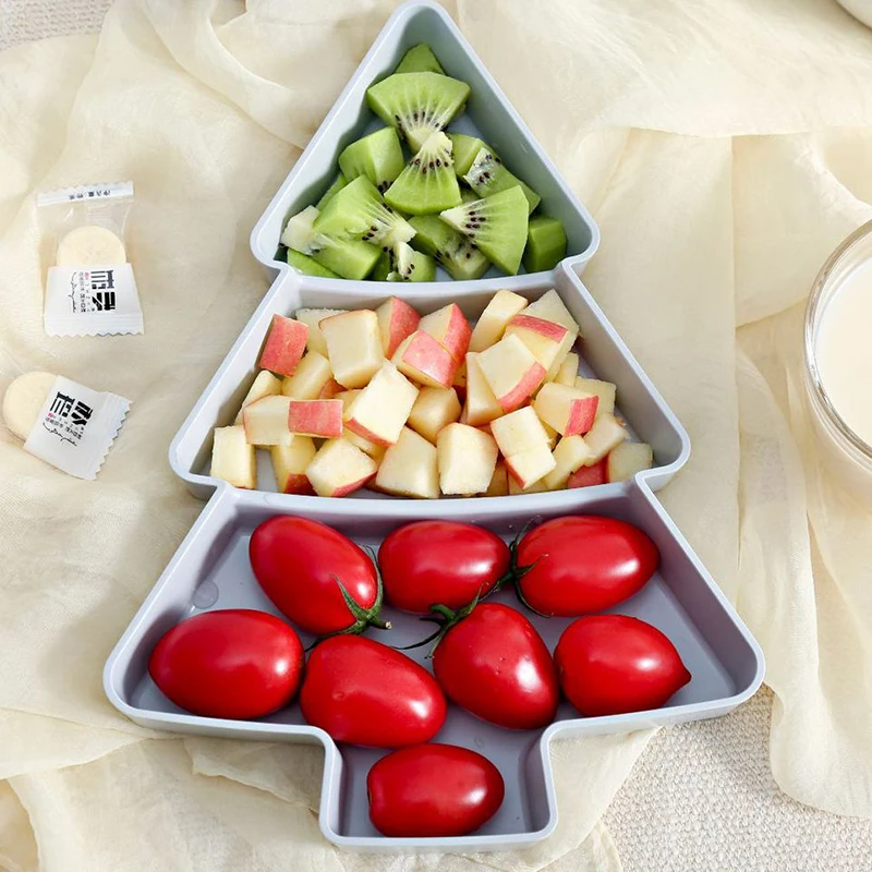 

3pcs Creative Christmas Tree Shape Snack Dessert Candy Box Tray Dessert Bowl Dried Fruit Nuts Dish Home Kitchen Supplies