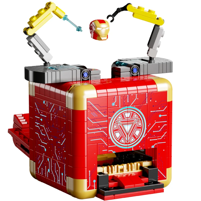 

NEW Super Heroes Avengers Iron Man Switch Box Armor Figure Building Blocks Kits Bricks Classic Movie Model Kids Toys Boy Gift