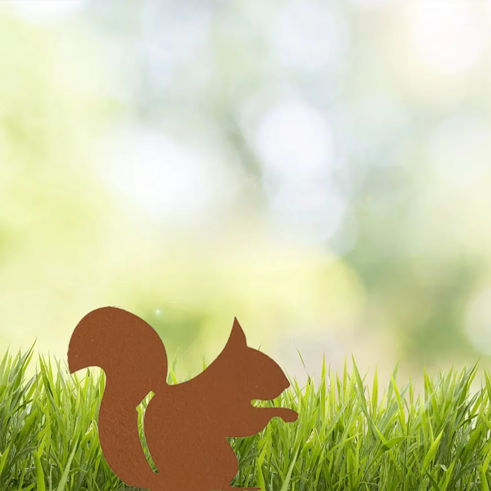 Металлический Садовый Кол В Форме Белки Цельный Добавляет Очарование К Вашему