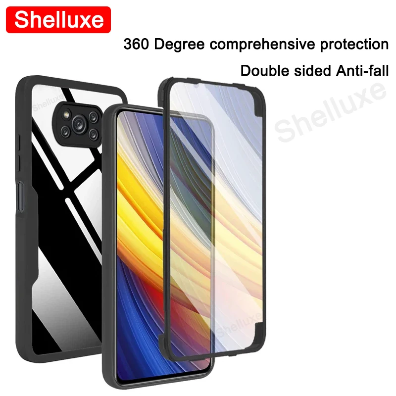 360-градусный прозрачный чехол с полным корпусом спереди и сзади Shelluxe для Xiaomi POCO X3