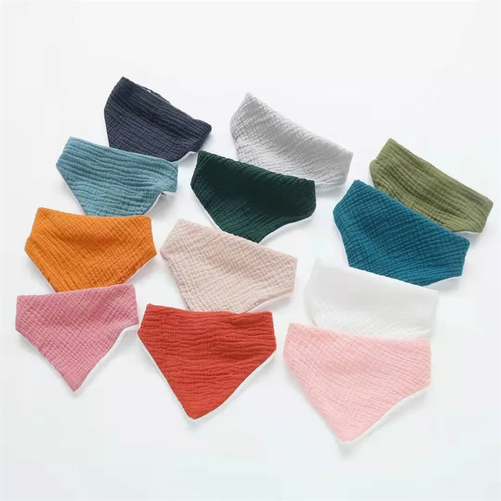

Baby Bibs Triangle Solid Color Soft Cotton Muslin Burp Cloth Saliva Towel Apron Bandana Scarf for Boys Girls Feeding Drool Bib
