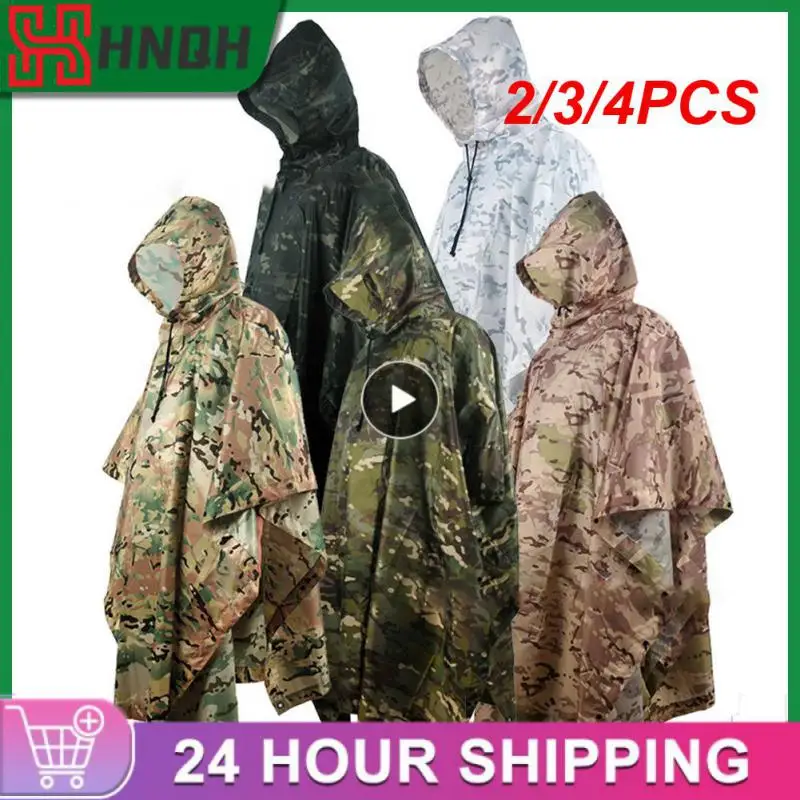 

2/3/4PCS Camping Mat Four Holes Light Outdoor Raincoat Windproof Environment-friendly Multifunctional Raincoat Curtain
