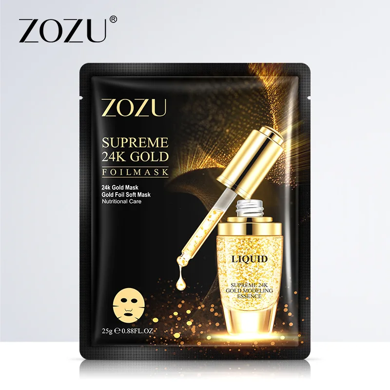 

ZOZU 24K Gold Mask Moisturizing Deep Nourishing Lifting Mask Whole Face Anti-Aging Unisex Delicate Smooth Relieve Skin Care 1Pc