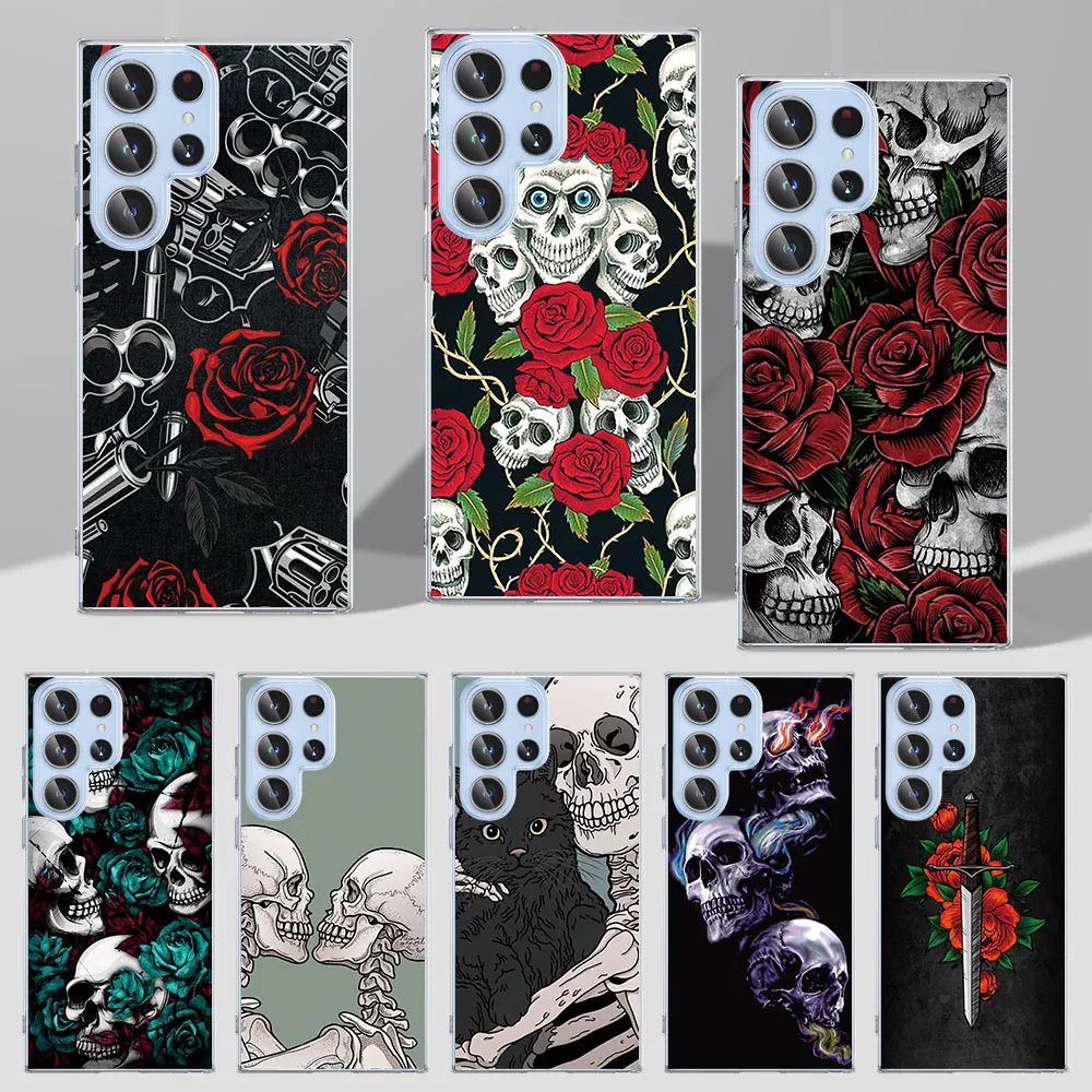 Прозрачный ТПУ чехол для телефона Grim Reaper Skull Skeleton Funda для Samsung Galaxy S23 S22 Ultra 5G S20 S21 FE S9 S10e S8 S10 Plus S7
