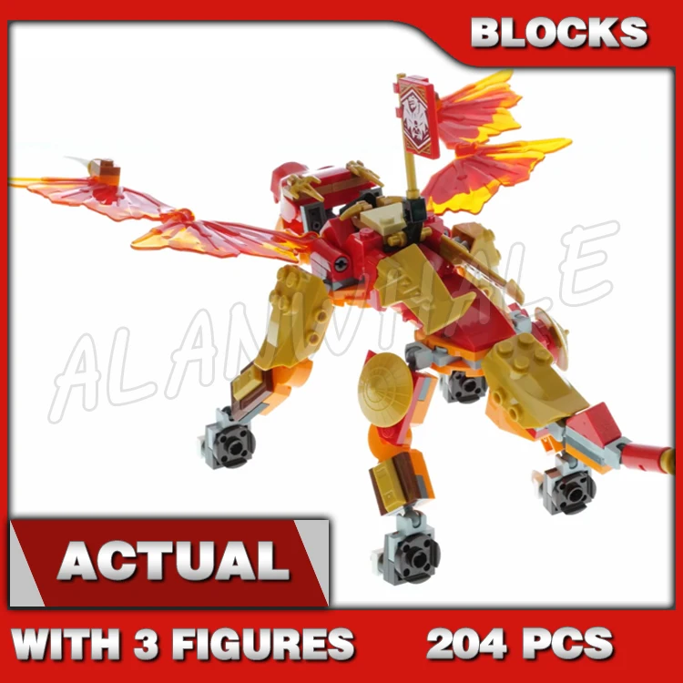 

204 шт., набор строительных блоков Shinobi Kai's Fire Dragon evo Golden Armor Jetpack Shooting Drone 60015, совместимы с моделями