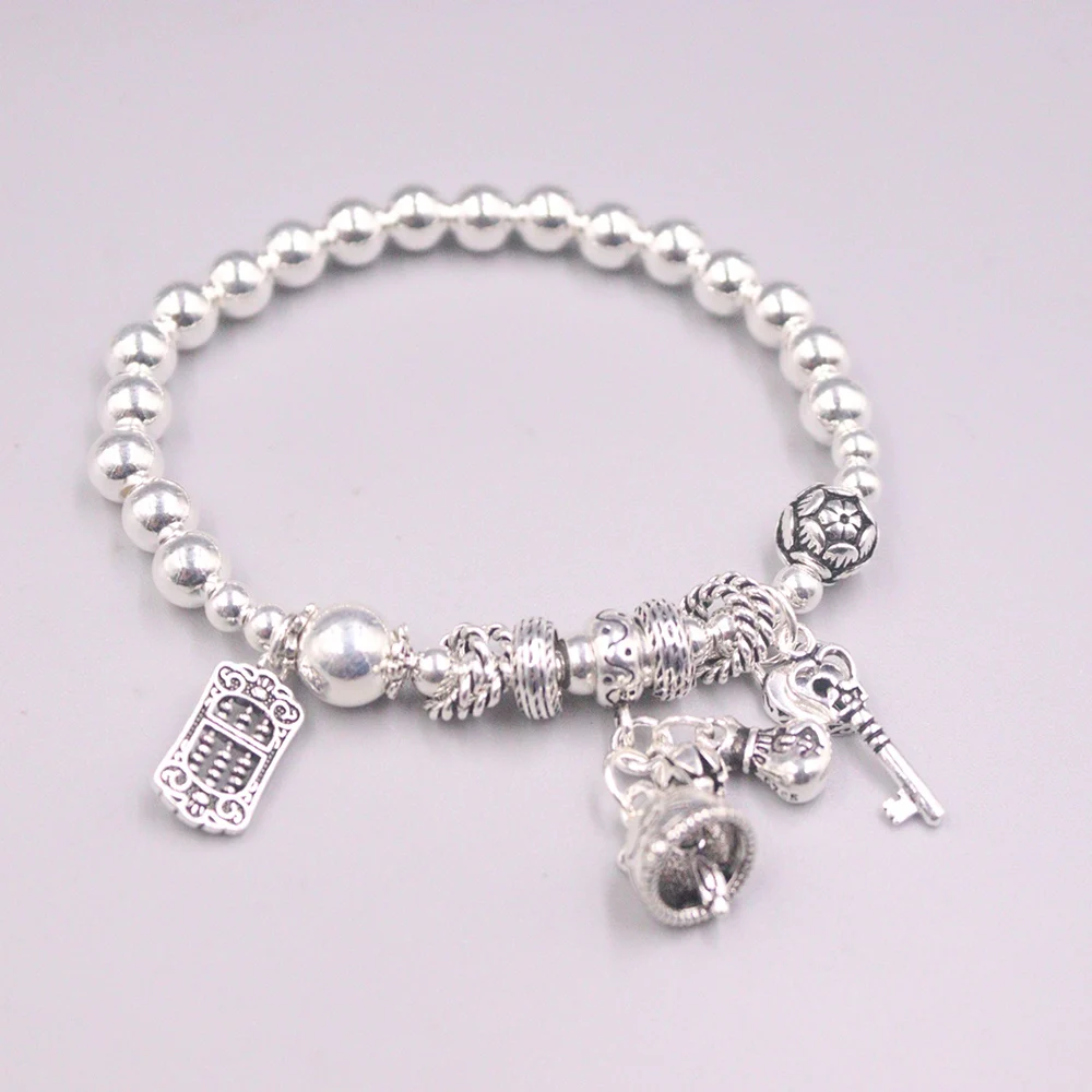 

Sterling Silver 925 Bracelet For Women Abacus Lucky Cat Charms Real Silver 925 Charms Bracelet 16-17cmL Silver 925 Jewelry