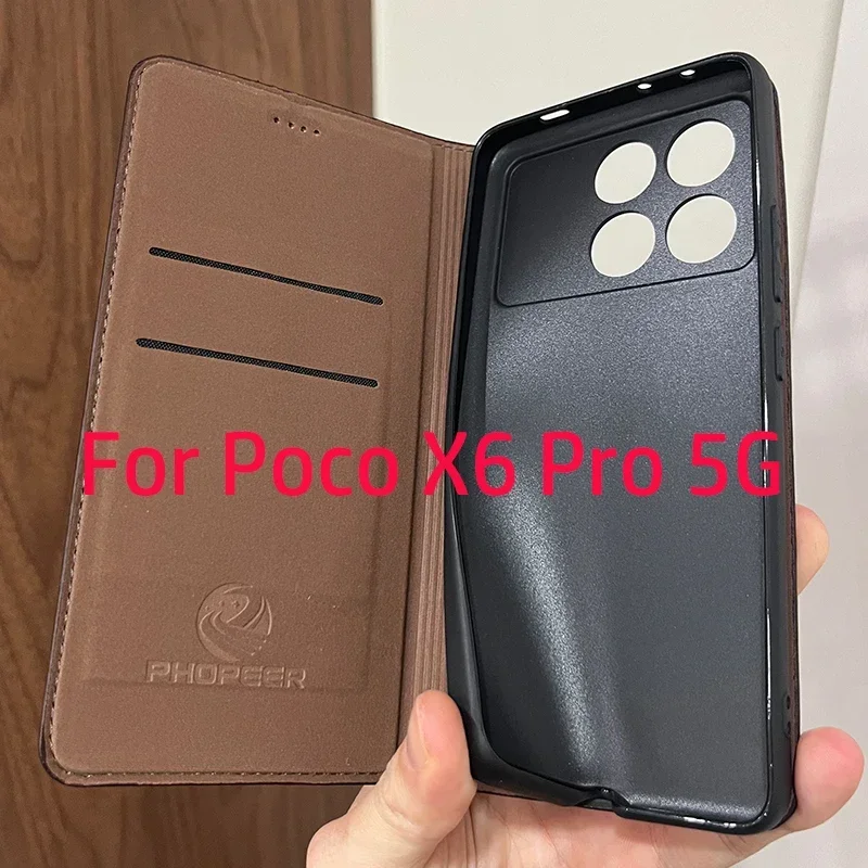 Магнитный чехол-книжка из натуральной кожи для poko Poco X6 X5 X4 Pro Neo чехол телефона PocoX6