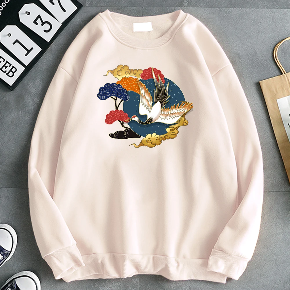 

Hoodies Xiangyun Chinese Style Crane Prints Sweatshirts For Mens Harajuku Vintage Men's Casual Hoody Pop Hip Hop Men Clothes