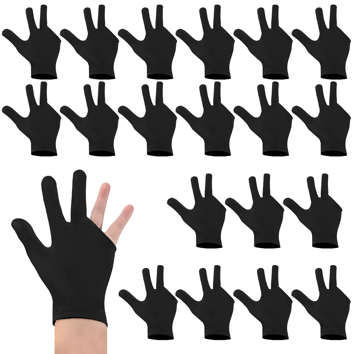 20 шт. дышащие перчатки для снукера левой и правой руки кия с 3 пальцами женщин