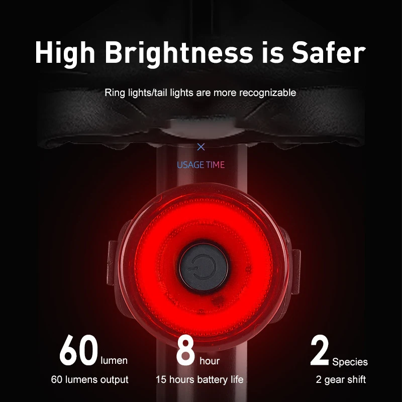 

Bicycle Battery Rearlight Cycling Tail Light Highlight Strong Light-flashing Bicycle Brake Safety Warning Light Bike Accessories