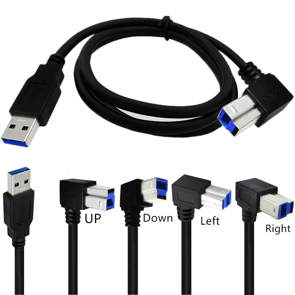 Кабель USB 3.0 A Male to B угол 90 градусов под прямым углом