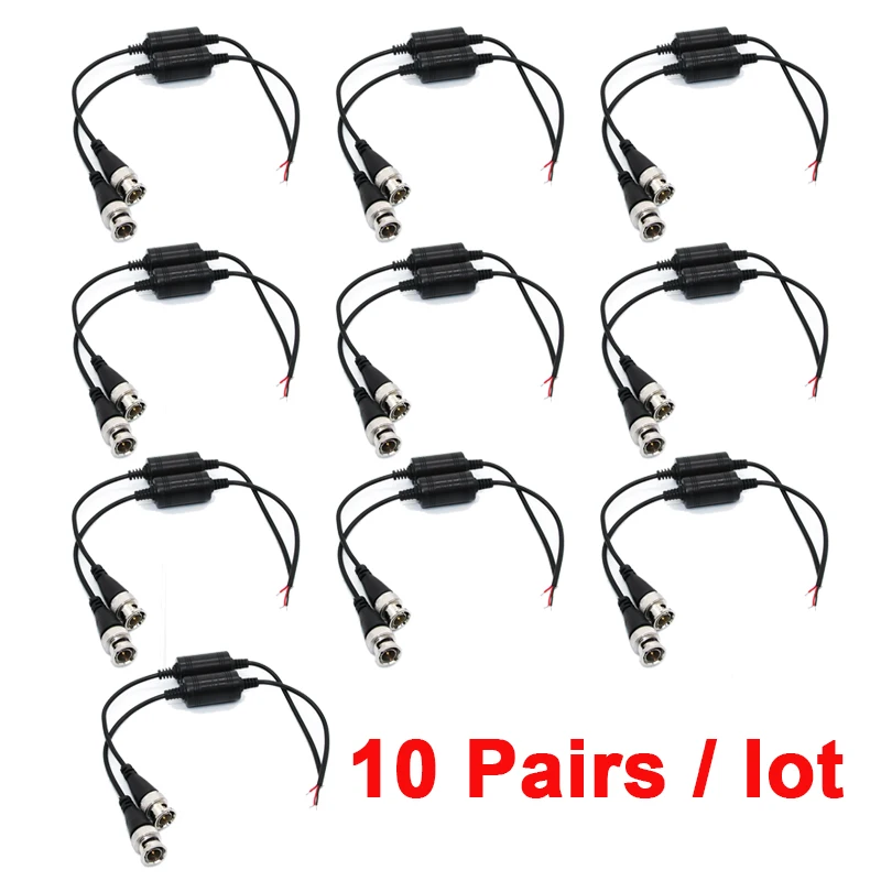 10Pair(20pcs) Waterproof Passive BNC Video Balun Cat5 UTP Cable transmission HD Twisted Pair Transmitter  for CCTV ABS Plastic