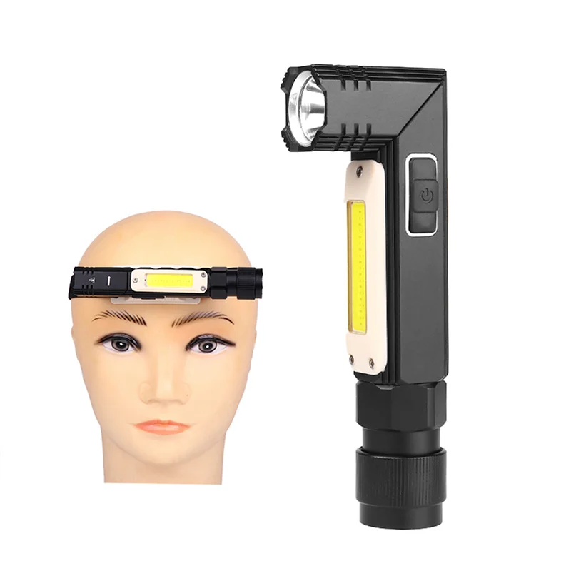 

LED Flashlight USB Rechargeable COB Headlamp Magnetic Base 90 Rotation Folding Work Light Head Torch for Camping Repair Fishing