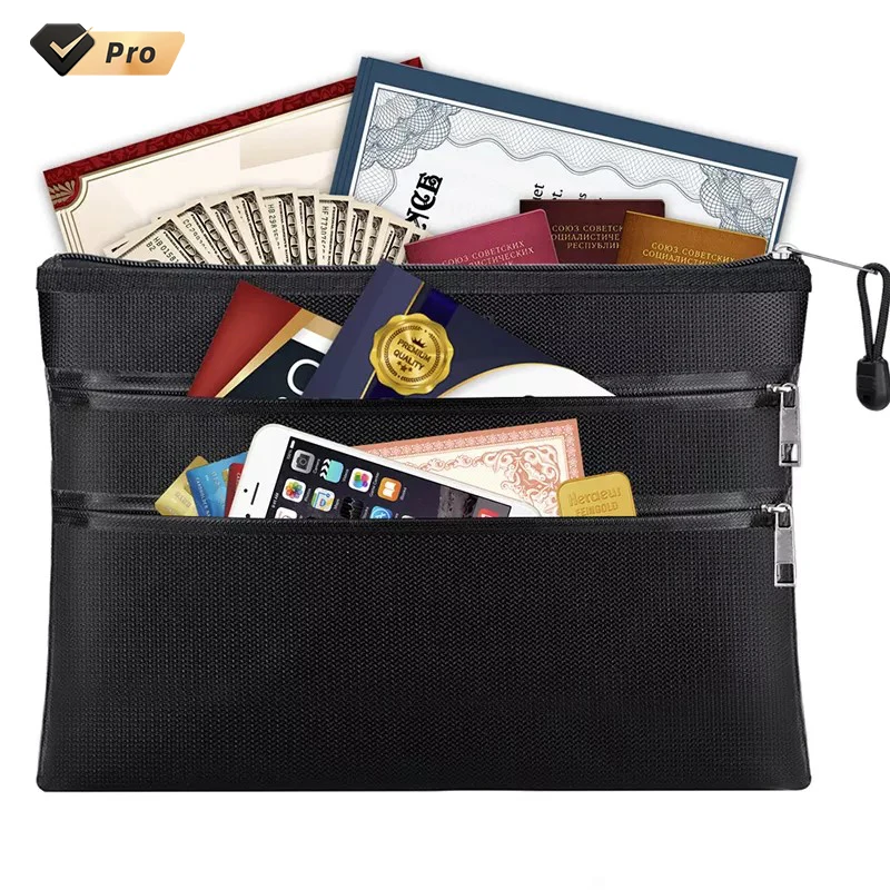

Waterproof and Fireproof Money Bag Fireproof Safe Storage Pouch with Zipper for A4 Document Fireproof Document Bags