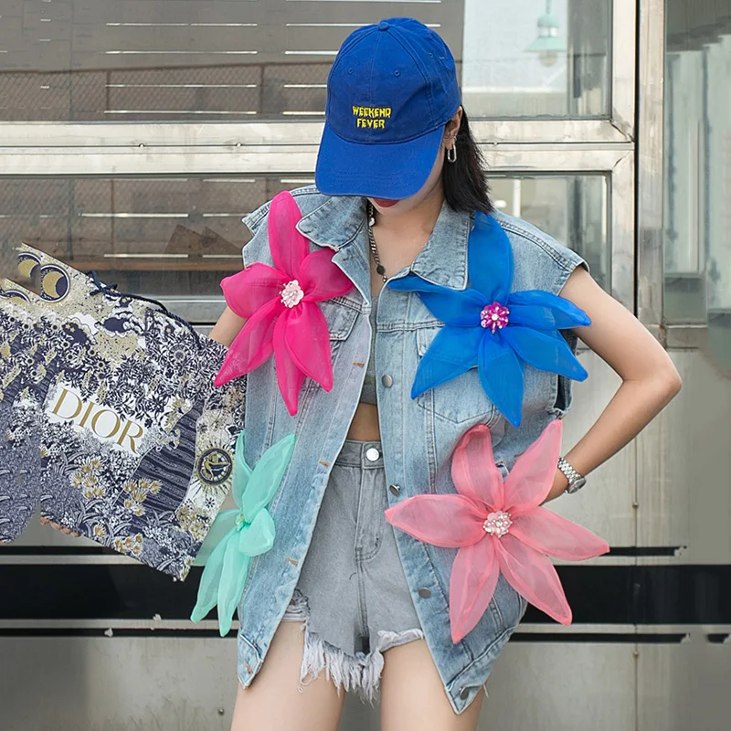 Короткая джинсовая куртка с трехмерным украшением и бантом для женщин 2021