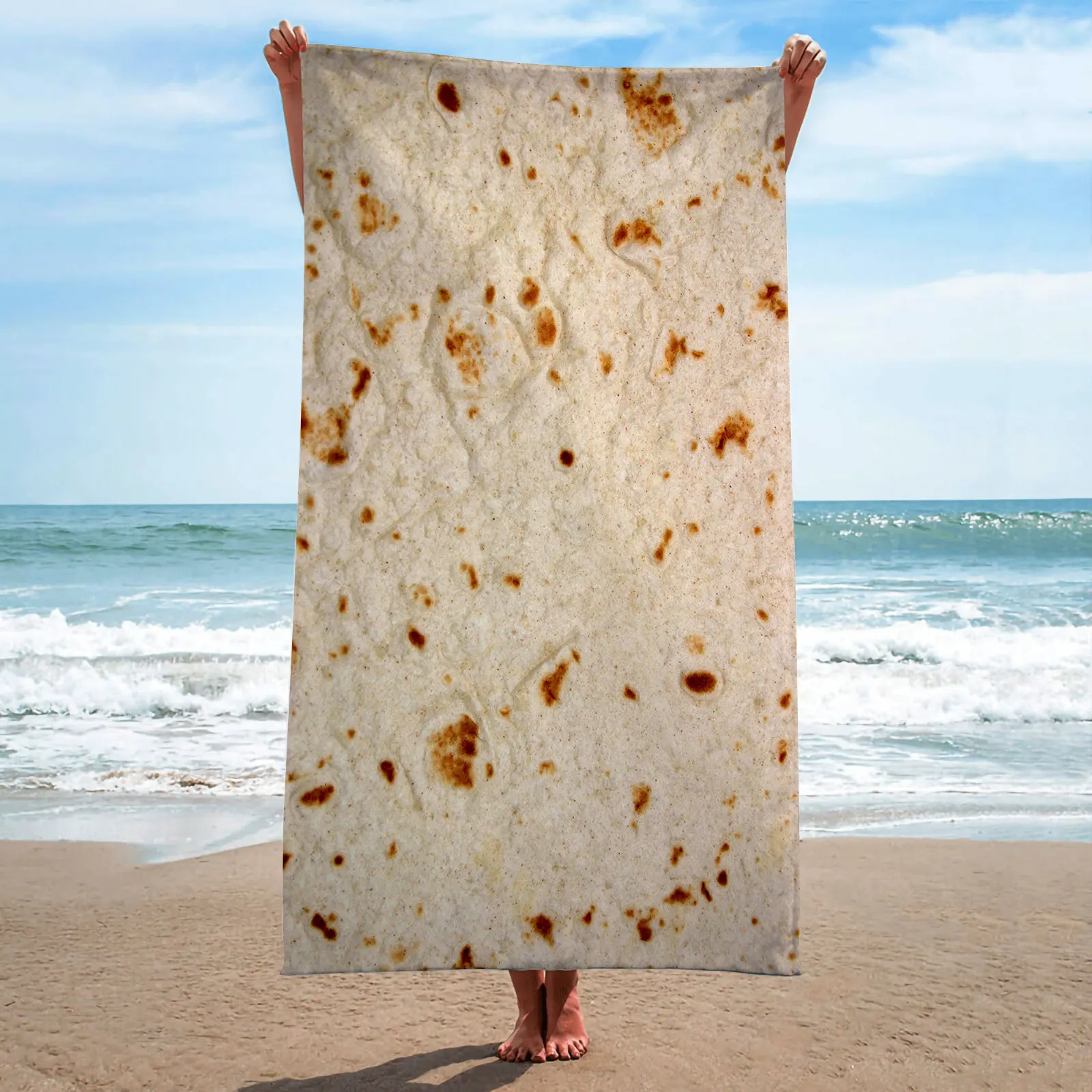 

Mexican Burrito Beach Towel Blanket Lightweight Absorbent Quick Dry Sand Free Swimming Bath Shower Pool Microfiber Towels