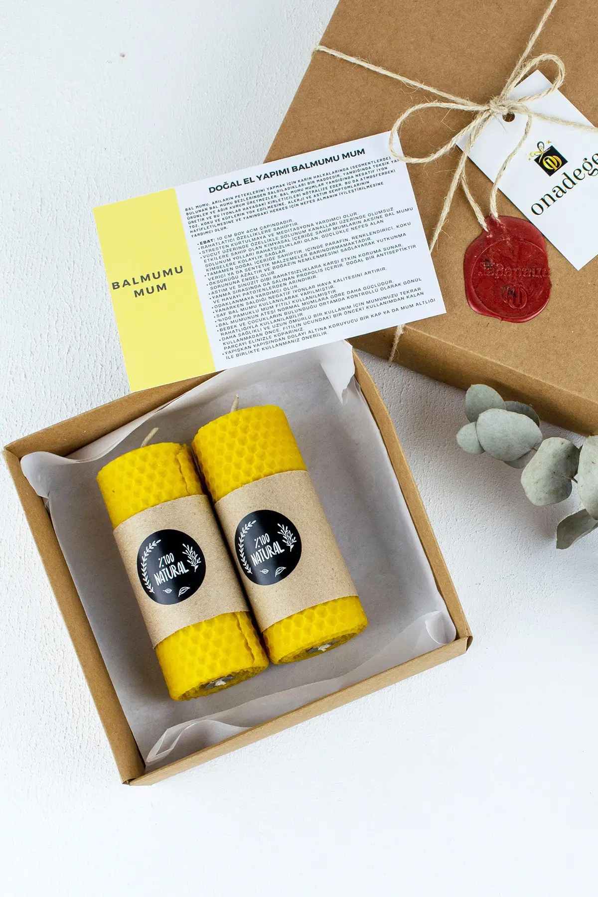 Handmade Premium Large Natural Beeswax Candle Gift Box 10cm 