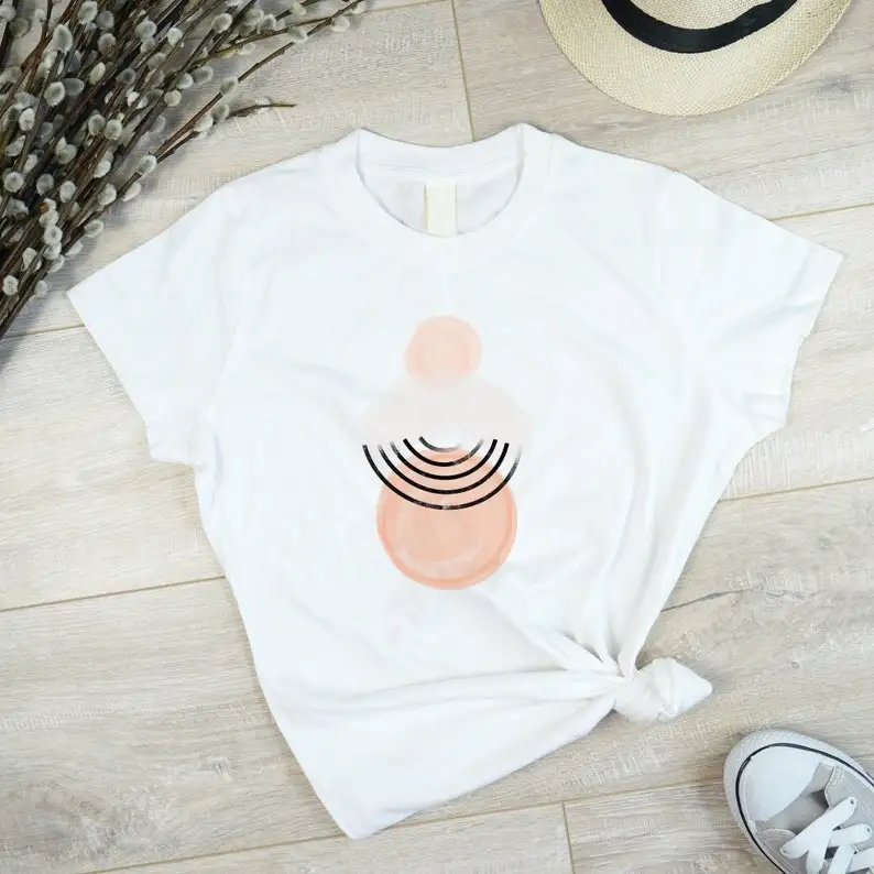 

Modern Abstract Shirt | Minimalist Tshirt | Women's Tees | Boho Shirts for Women | Cute Graphic Tee Women | Rainbow