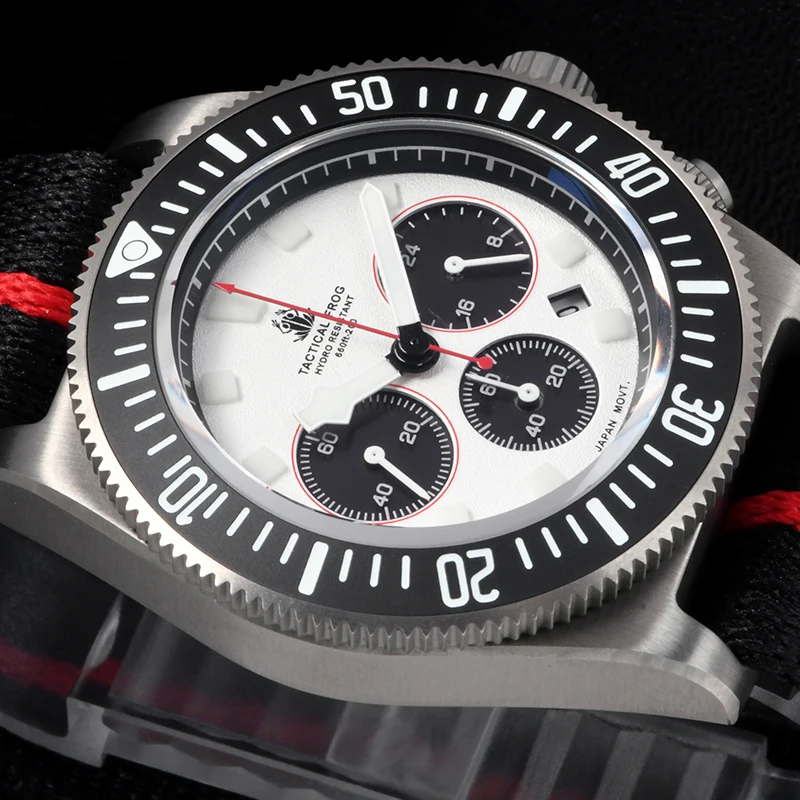 Фото Тактические часы Tactical Frog WATCH VS75 SOLAR с титановым корпусом, светящимся циферблатом BGW-9, водонепроницаемостью 20 бар, для дайвинга, с сапфировым стеклом. №5