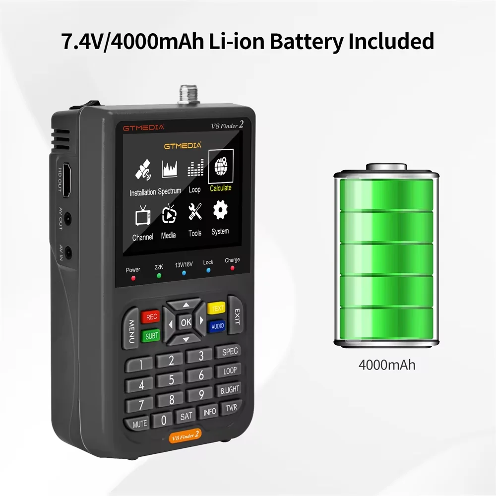 Фото GTMEDIA V8 Finder 2: Измеритель-искатель спутникового сигнала DVB-S/S2/S2X с 3,5-дюймовым ЖК-дисплеем 1080P, портом Type-C (аналог Freesat Finder Meter) №3