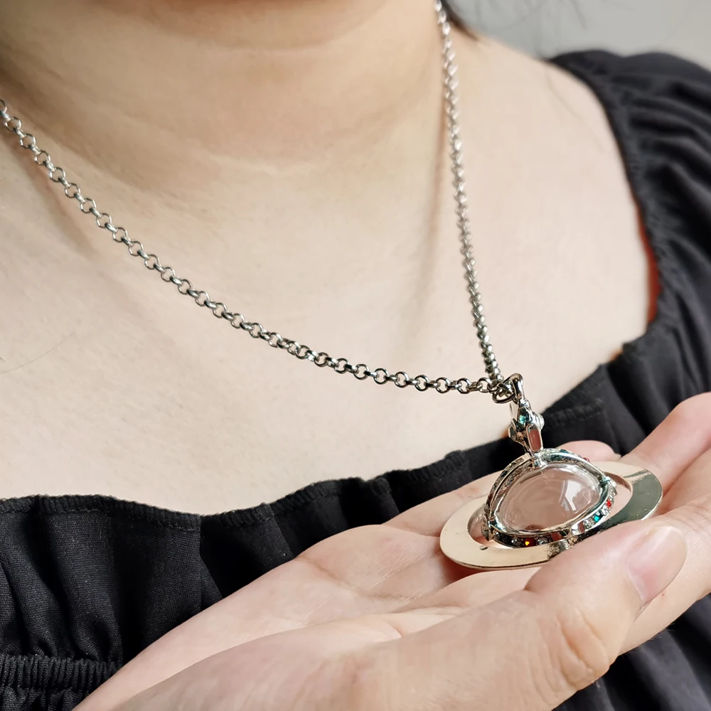 

Fashion Anime Figure Okazaki Ren NANA Manga Pendant Crystal Glass Bead Saturn Necklace Women Long Chain Cosplay Jewelry Gift