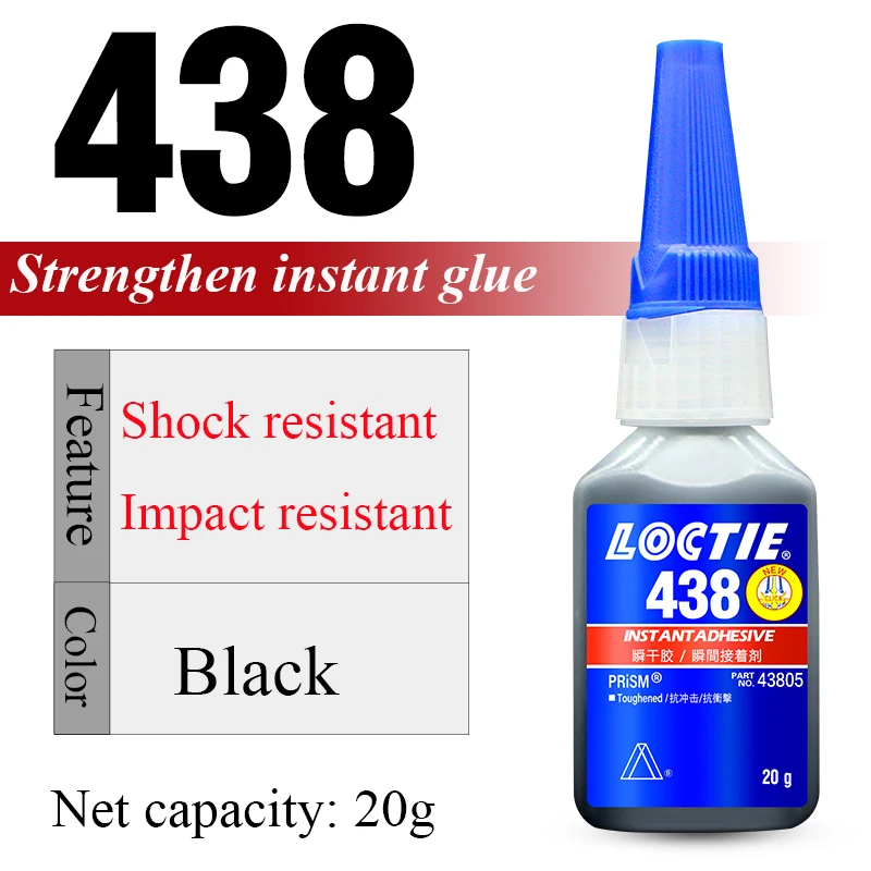 

Супер клей 20 г Loctite 438, мгновенная сушка, клей, усиление, быстрая закрепка, высокая гибкость, прочность удара, клейкий