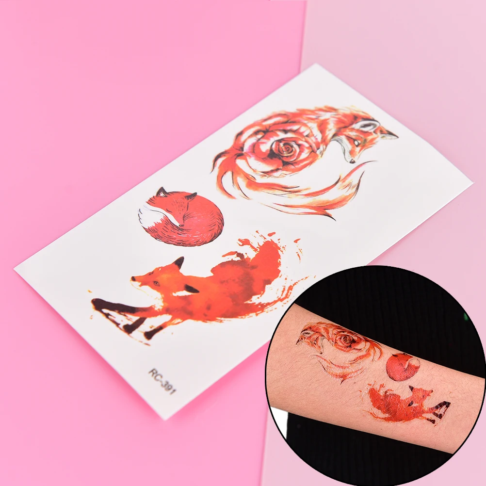 

1 Sheet Fox Temporary Tattoo Sticker For Women Men Fashion Body Art Adults Waterproof Hand Fake Tatoo Sticker