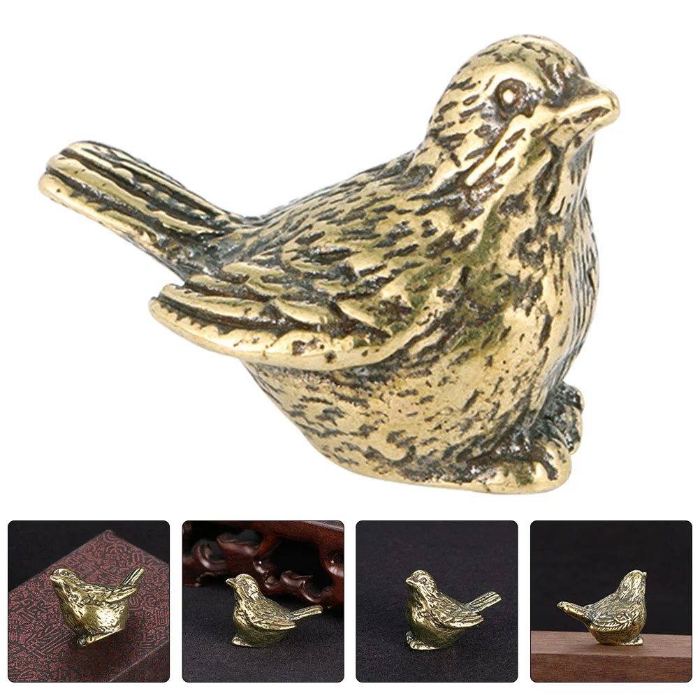 

Home Decoration Bird Vintage Ornaments Mini Golden Birdstatue Animal Figurines Accessories Brass Sparrow