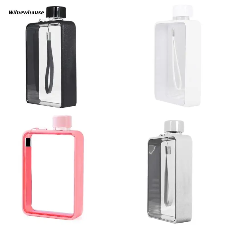 

F63A A5 Flat Water Bottle Portable Korean Girl Cup Creative Flat TPU Sport Kettle