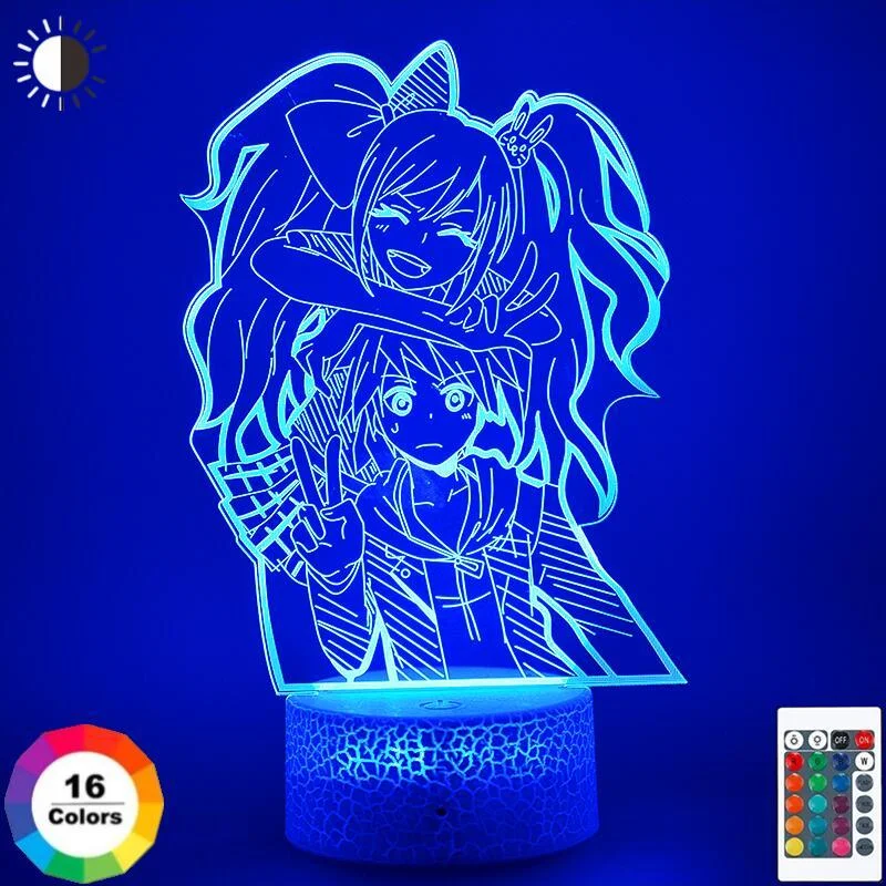 Newest Anime Danganronpa Figure Lamp 3D Night Light Enoshima Junko Table Lamp for Hoom Child Bedroom Decor Christmas Gift