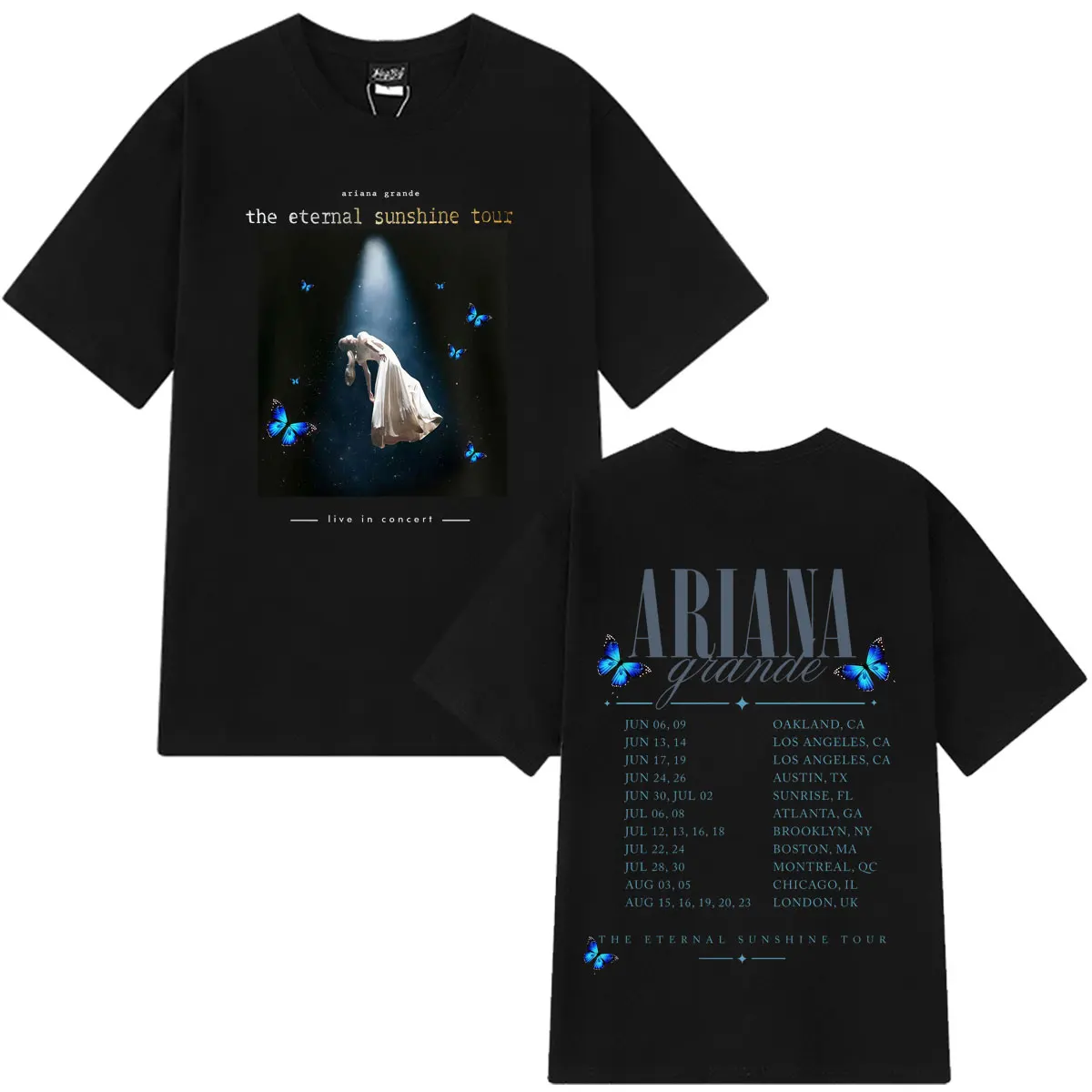 Фото Футболка с графическим принтом Ariana Grande Eternal Sunshine Tour 2026, мужская и женская винтажная модная футболка, летняя хлопковая футболка большого размера, топы №1