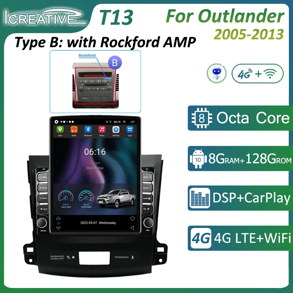 

CarPlay для Mitsubishi Outlander Xl 2 для Citroen C-Crosser для Peugeot 4007 2005-2013 9,7 "экран Tesla No 2din DVD HU рекордер
