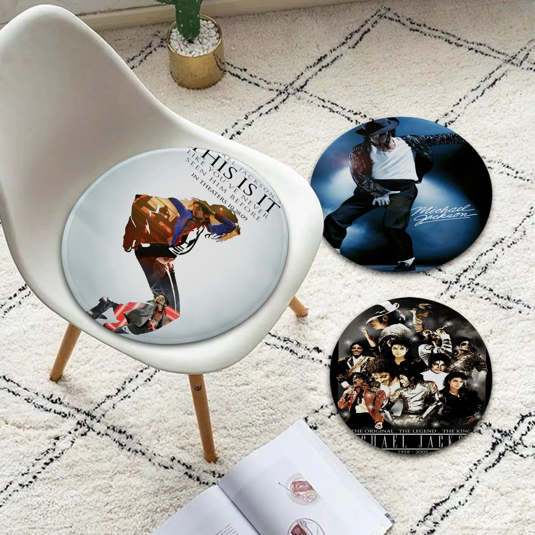

Famous Classical Dancer Singer Michael Jackson Portrait European Chair Cushion Soft Office Car Seat Comfort Breathable Seat Mat
