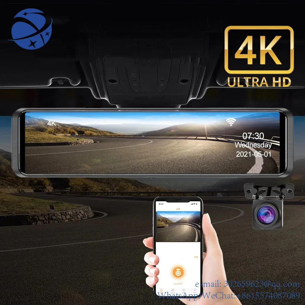 

Двойной видеорегистратор Yun yi 4K с Wi-Fi GPS 3840X2160P, Автомобильный видеорегистратор Ultra HD для автомобилей с ночным видением