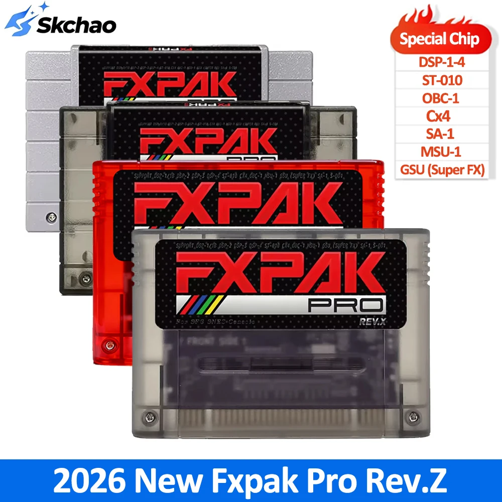 Фото Новый игровой картридж FXPAK Pro SD2 Rev.Z 2026 года: 5200 игр в 1 (SA1 RPG) с часами реального времени для 16-битных ретро-консолей SNES SFC №1