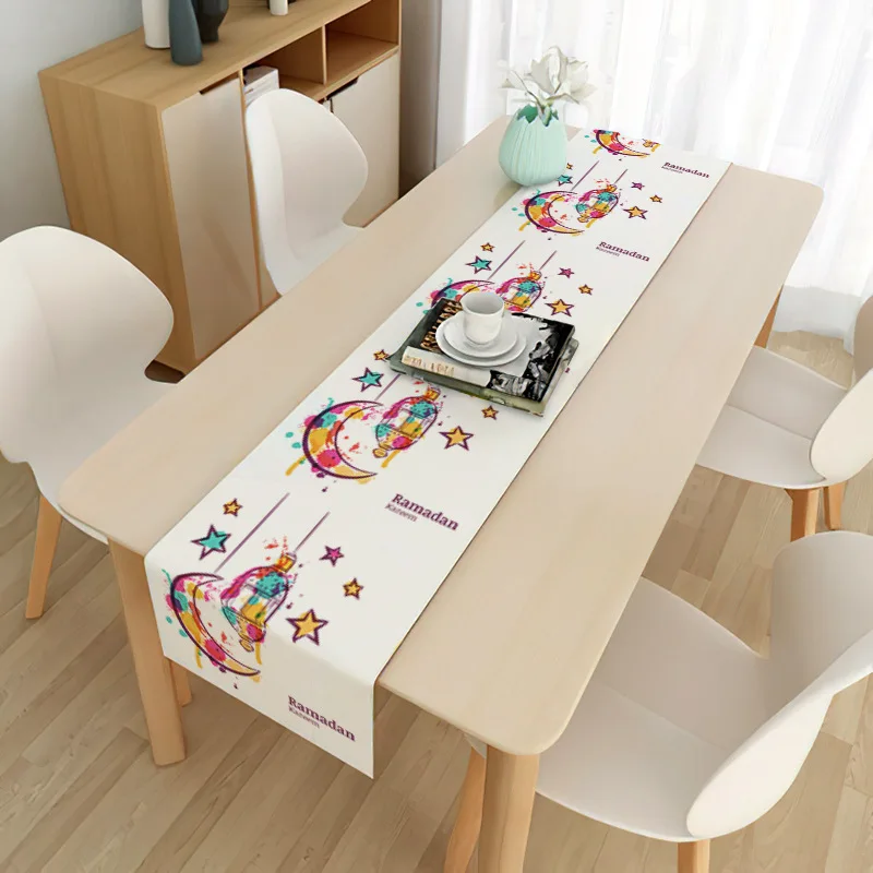 

2022 Moon Festival Table Runner Eid Mubarak Decoration Tablecloth Household Muslim Ramadan Festival Party Supplies Placemat